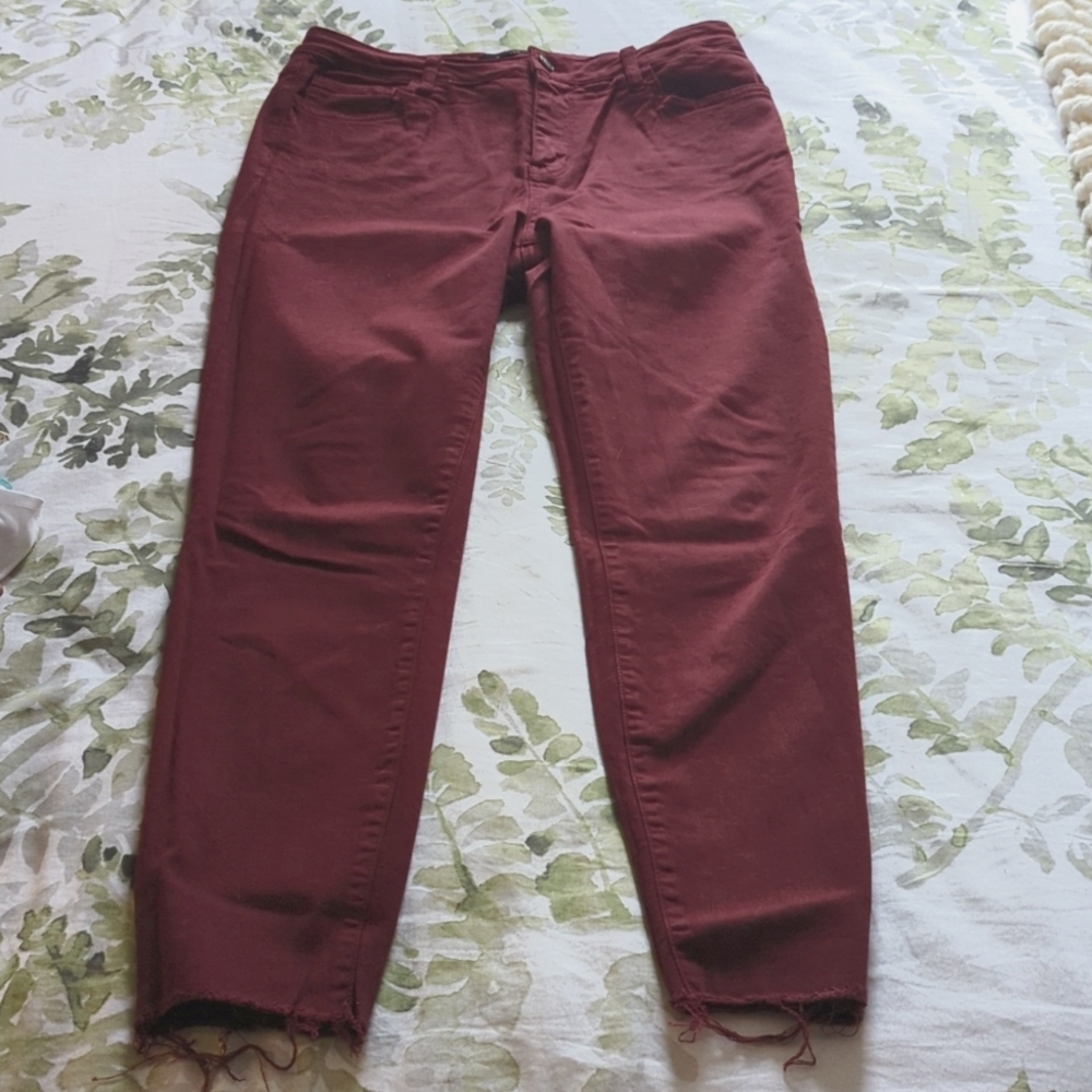 Cello Burgundy raw hemline jeans - 13